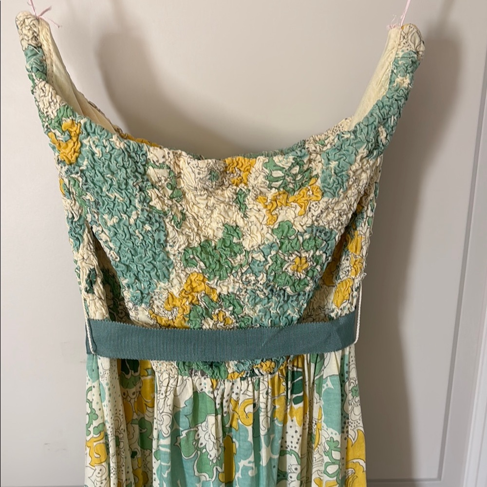 Language Yellow and Green Strapless Dress